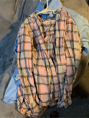 Old Navy Dress Pink & Black Plaid Button-Up Shirt